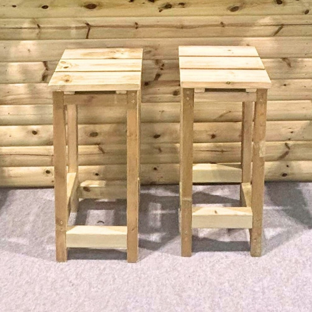 WOODEN BAR STOOLS - SET OF 2