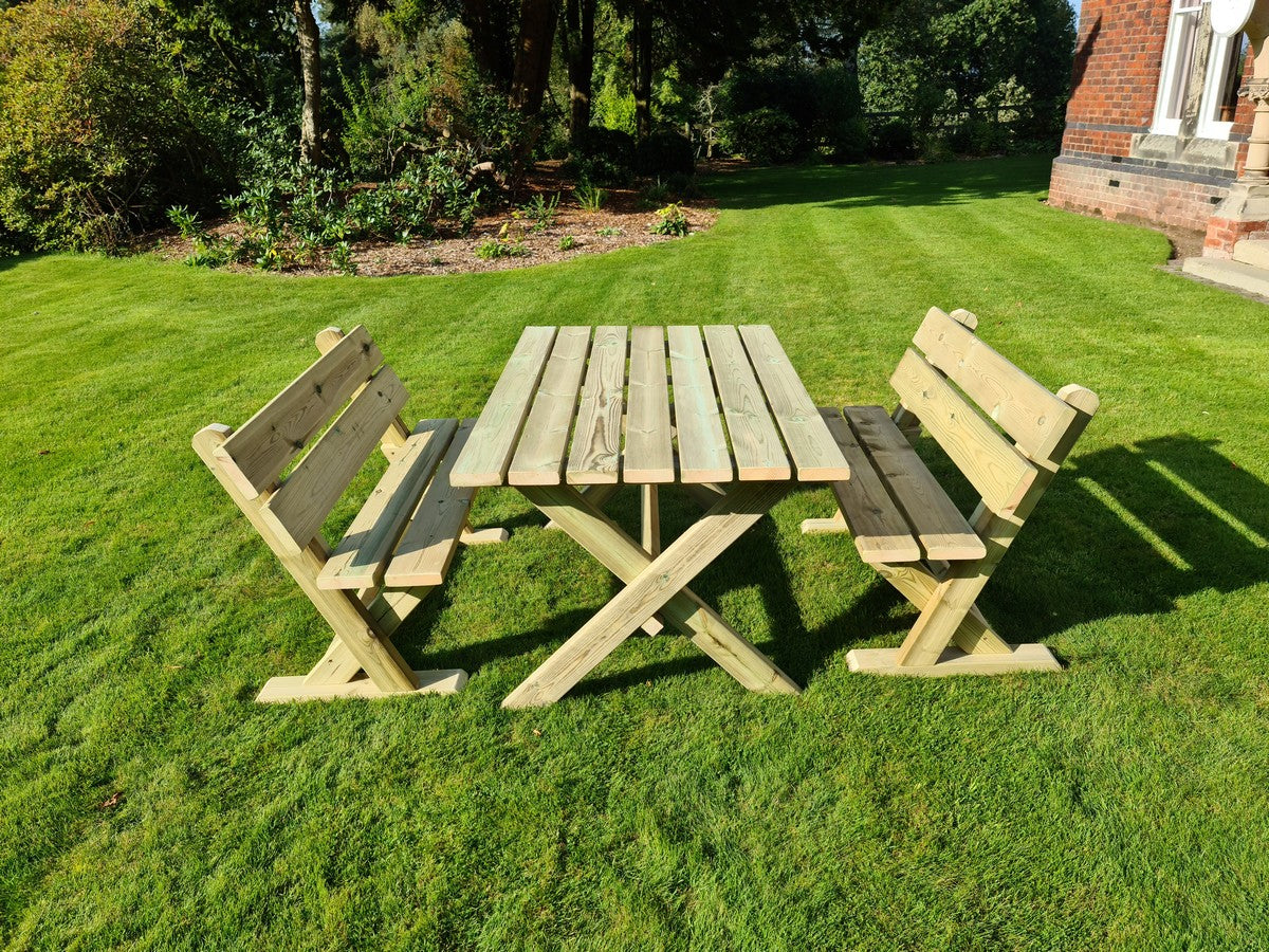 Ashcombe Table Set Sits 4 - 2 X 2 Seater Benches