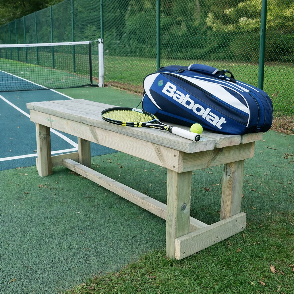 wooden padel or tennis bench