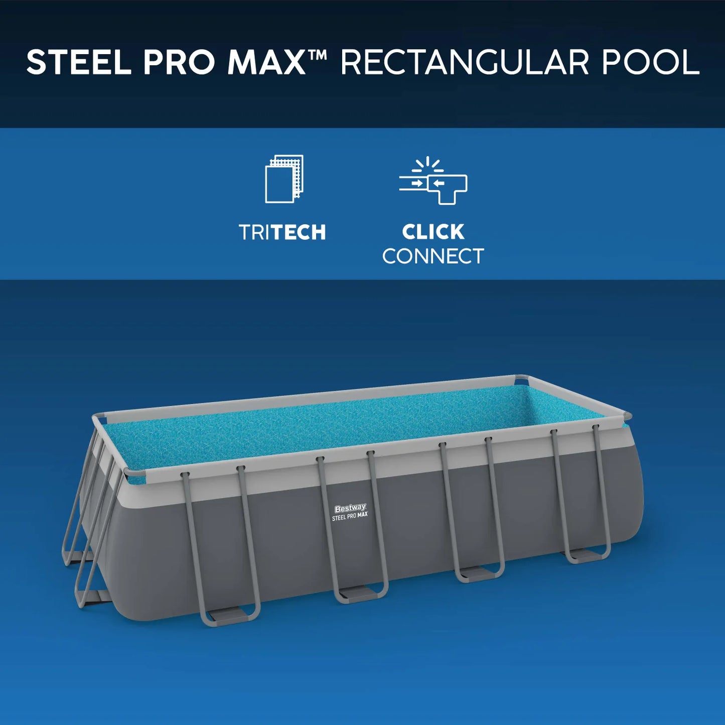 Bestway 16ft x 8ft x 48" Rectangular Steel Pro MAX Above Ground Swimming Pool, Filter Pump & Accessories