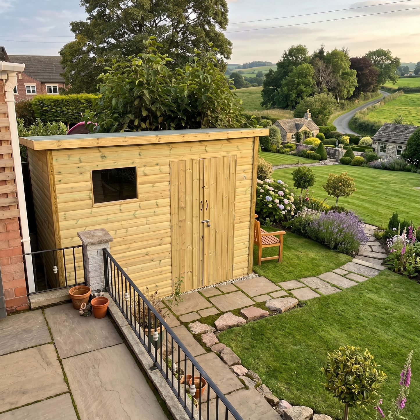 HEAVY DUTY 10X6 PENT SHED 1 Window Double Door Right Hand Side