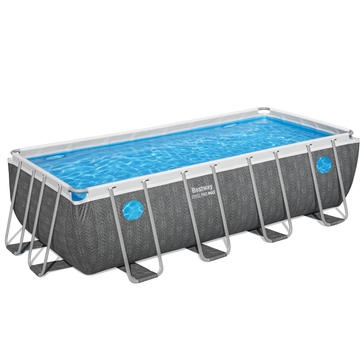 Bestway 16ft x 8ft x 48" Rectangular Steel Pro MAX™ Splashview Above Ground Swimming Pool, Filter Pump & Accessories