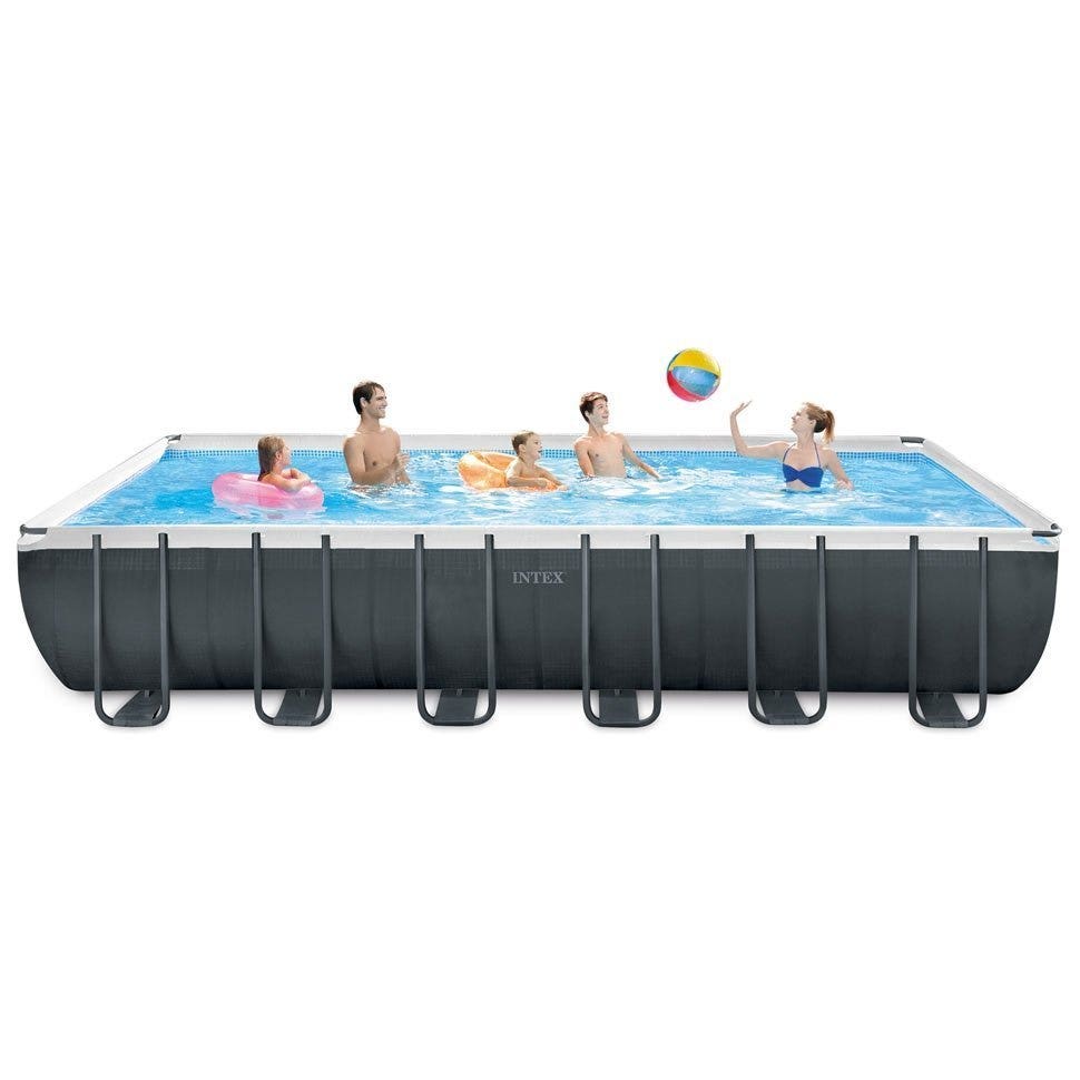Intex 24ft x 12ft x 52" Ultra XTR Frame Rectangular Above Ground Swimming Pool with Sand Filter Pump and Accessories