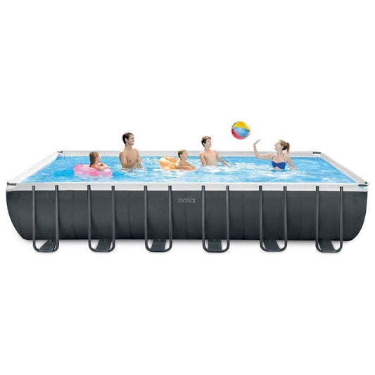Intex 24ft x 12ft x 52" Ultra XTR Frame Rectangular Above Ground Swimming Pool with Sand Filter Pump and Accessories
