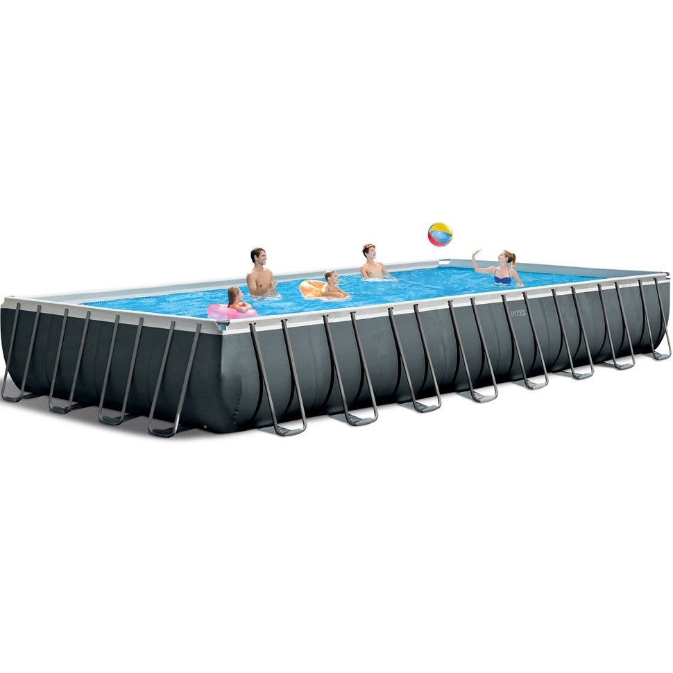 Intex 32ft x 16ft x 52" Ultra XTR Frame Rectangular Above Ground Swimming Pool with Sand Filter Pump and Accessories