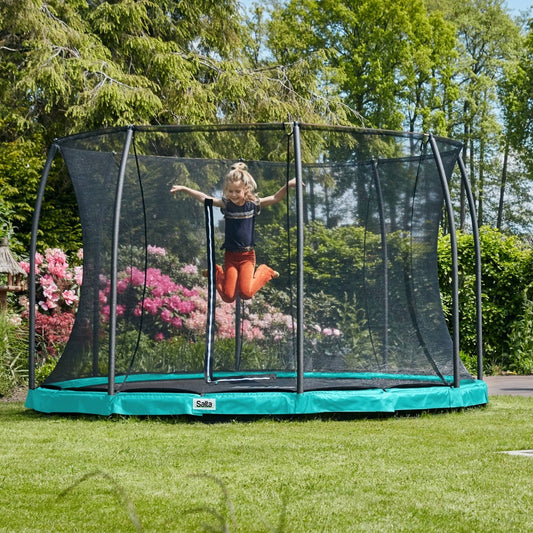 10ft Salta Green Comfort Edition InGround Round Trampoline with Enclosure