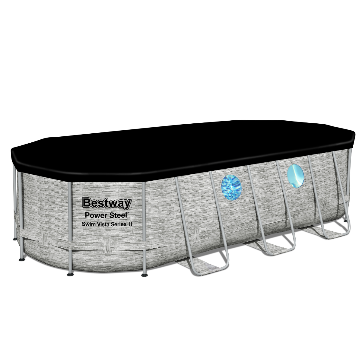 Bestway 18ft x 9ft x 48" Oval Steel Pro Max™ Splashview Above Ground Swimming Pool, Filter Pump & Accessories