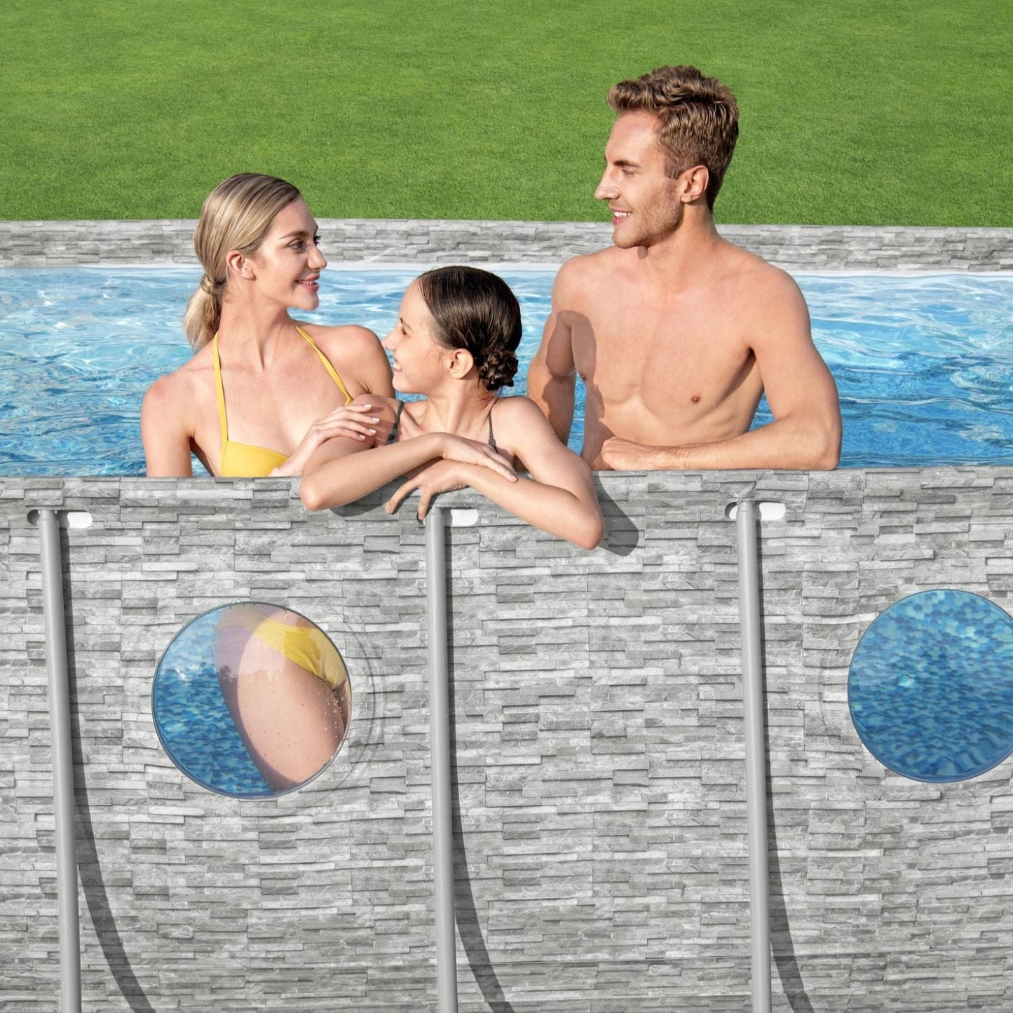 Bestway 18ft x 9ft x 48" Oval Steel Pro Max™ Splashview Above Ground Swimming Pool, Filter Pump & Accessories