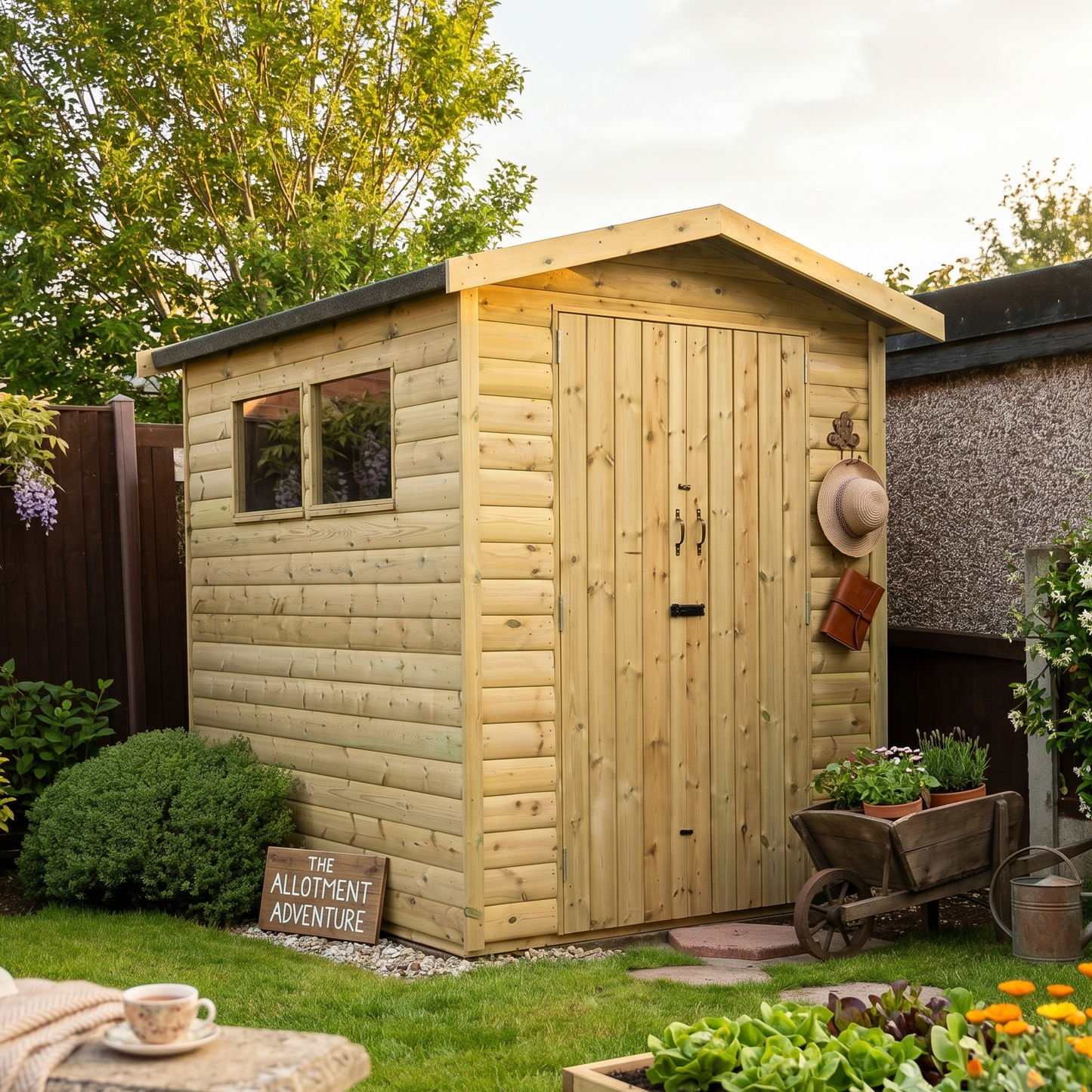 HEAVY DUTY 6FT X 7FT APEX DOUBLE DOOR GARDEN SHED WITH TWO WINDOWS