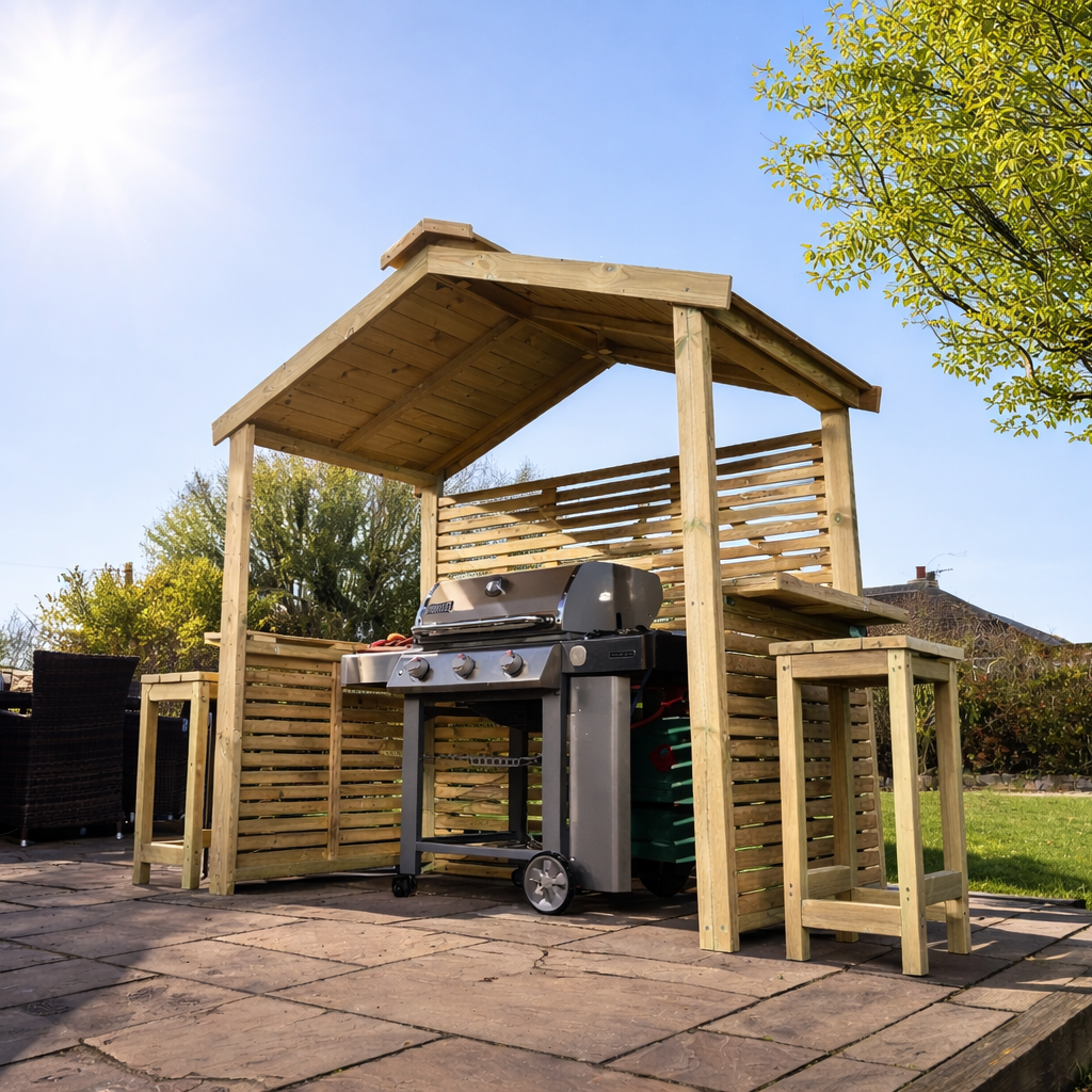 Wooden BBQ hut