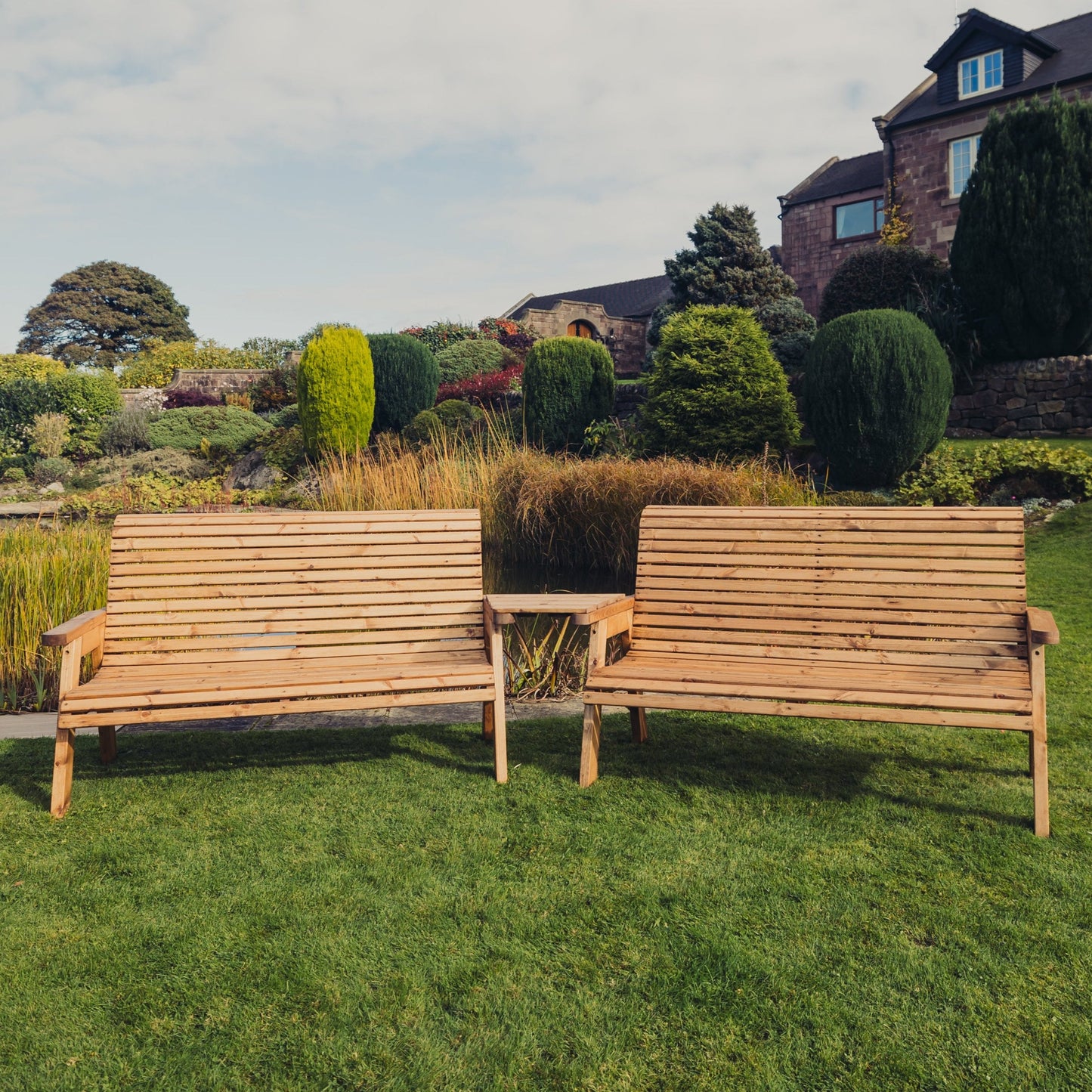 Valley 6 Seat Set 2 X 3 Seat Benches Angled