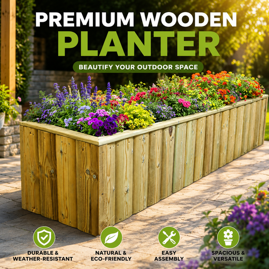 Heavy Duty Log Lap Wooden Garden Trough Planter – Pressure Treated Scandinavian Redwood