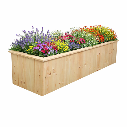 RECTANGULAR WOODEN PLANTER TROUGH - UNTREATED TIMBER