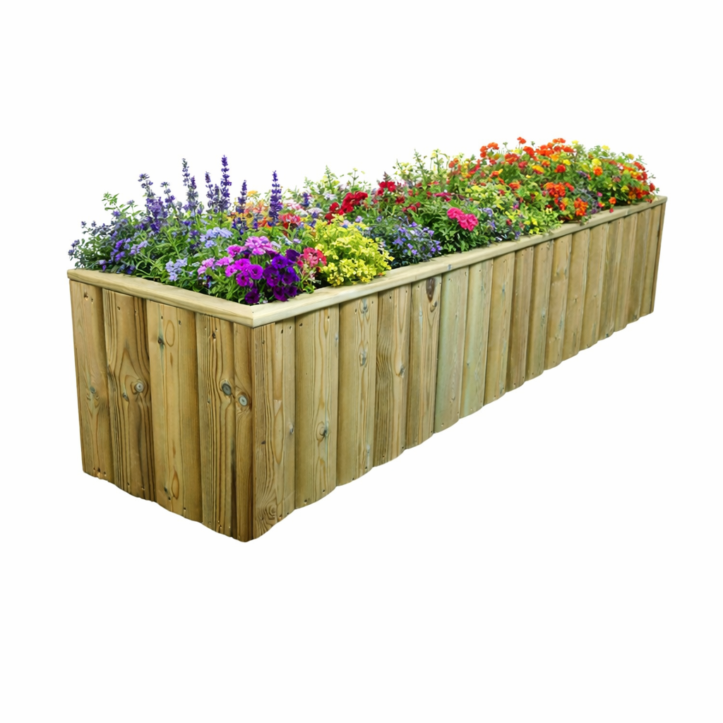 Heavy Duty Log Lap Wooden Garden Trough Planter – Pressure Treated Scandinavian Redwood