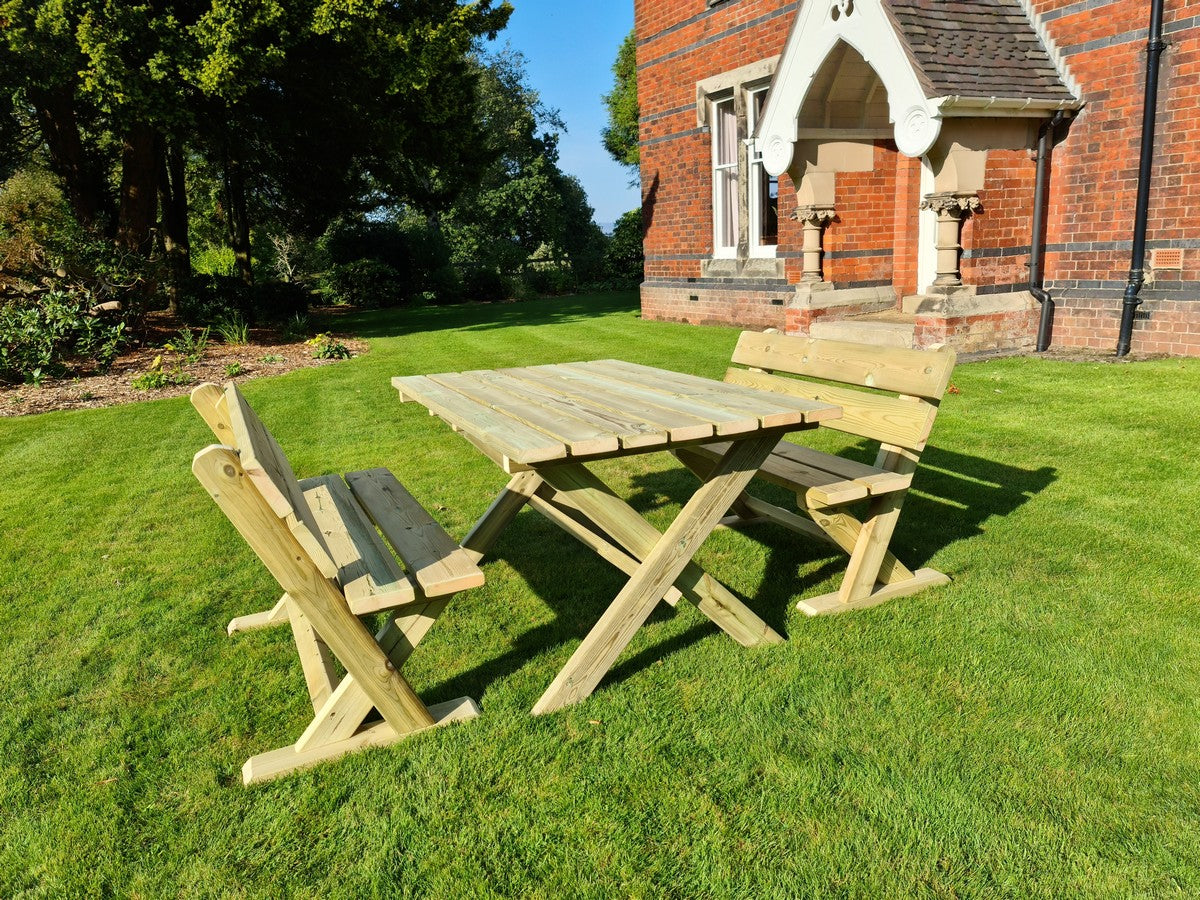 Ashcombe Table Set Sits 4 - 2 X 2 Seater Benches