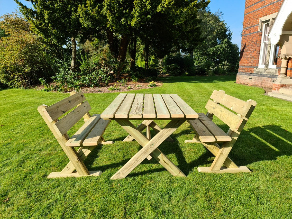 Ashcombe Table Set Sits 4 - 2 X 2 Seater Benches
