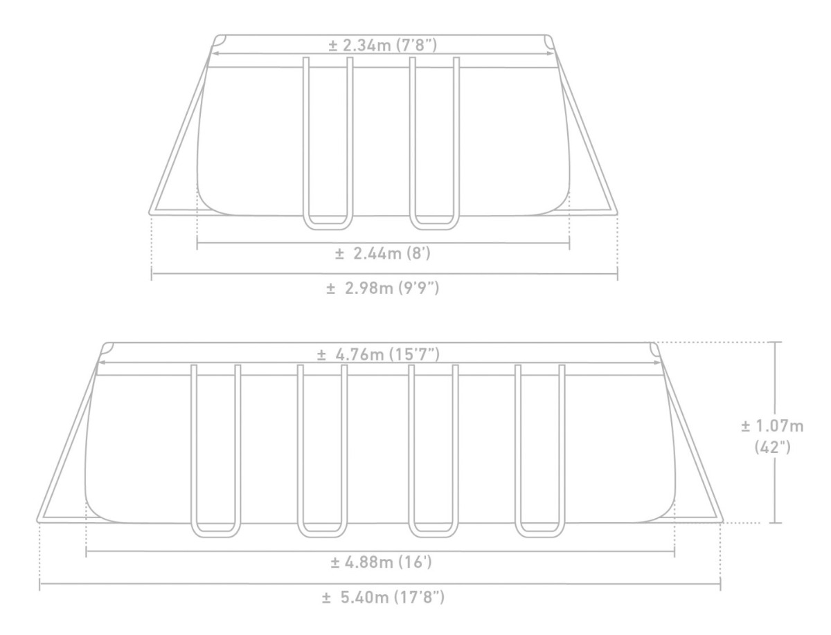 Intex 16ft x 8ft x 42" Prism Frame™ Rectangular Above Ground Swimming Pool with Filter Pump and Accessories