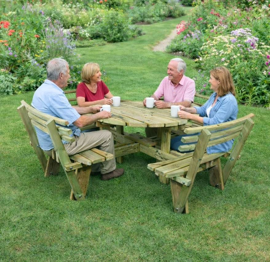WESTWOOD ROUND PICNIC TABLE WITH BACKREST