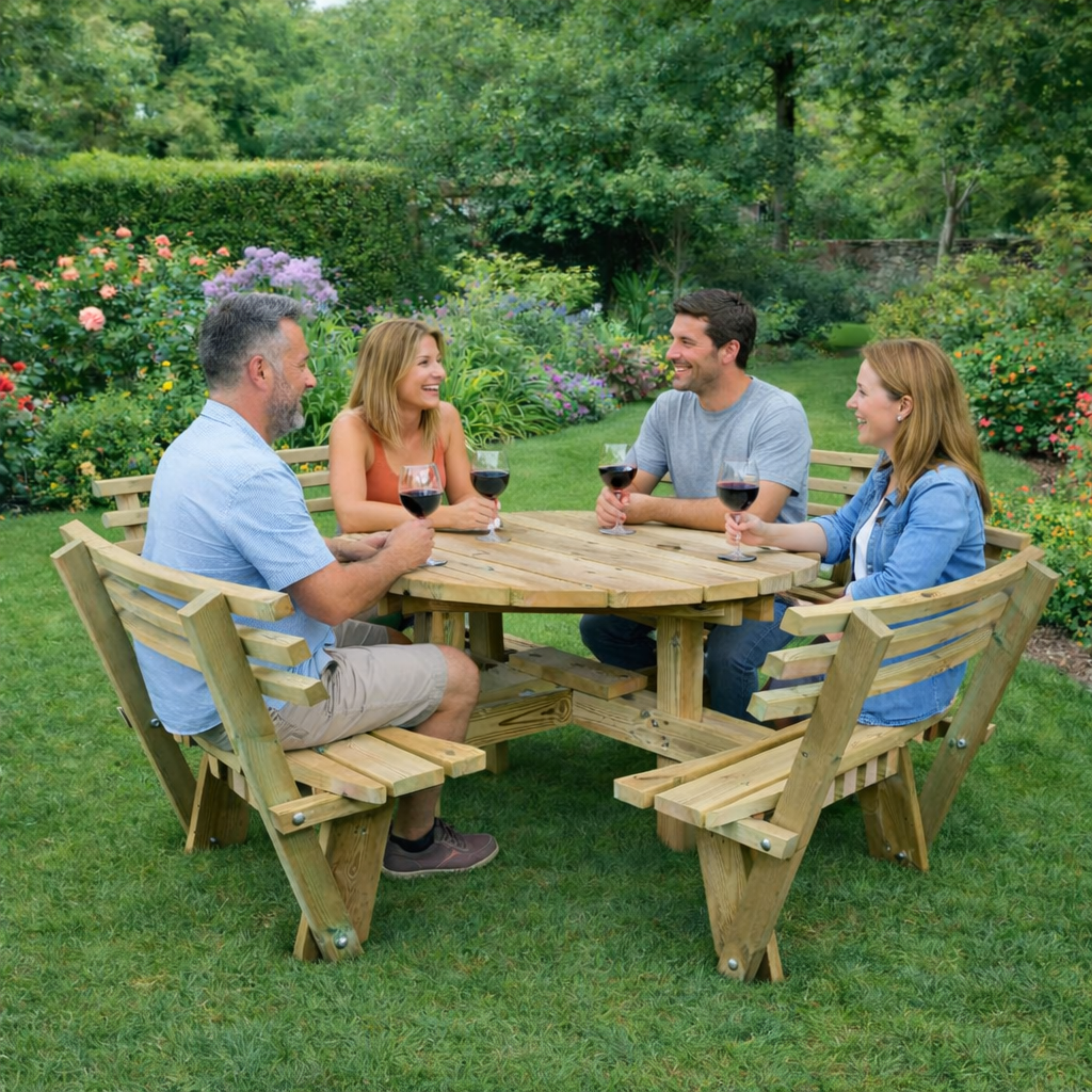 WESTWOOD ROUND PICNIC TABLE WITH BACKREST