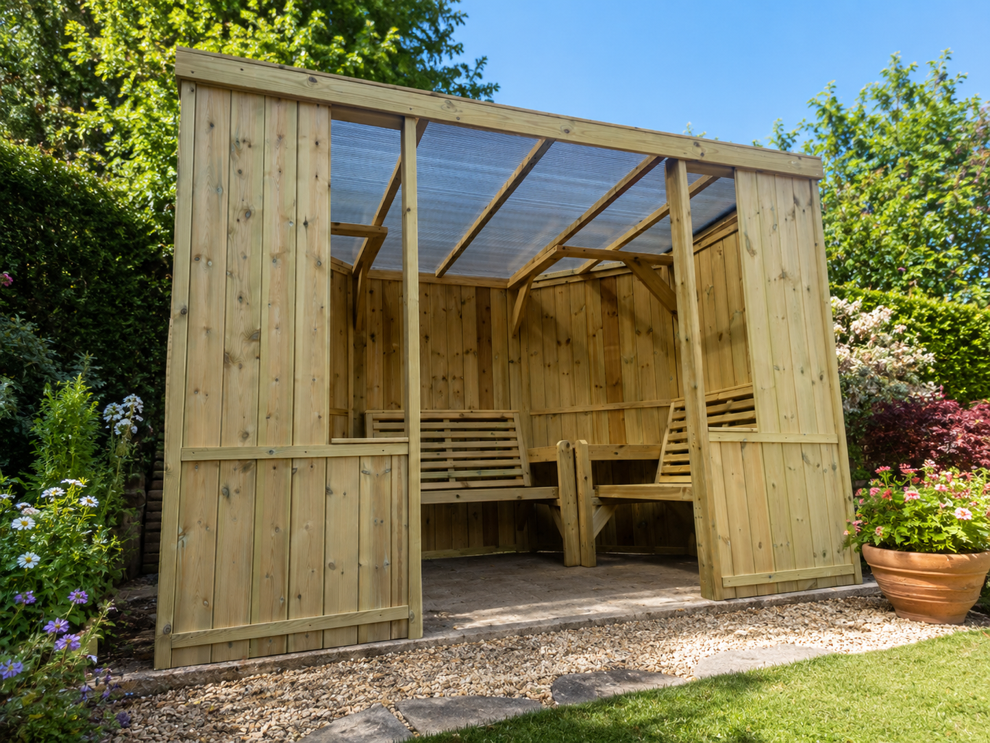 The Riviera Seated Pergola Enclosed 6 Seater