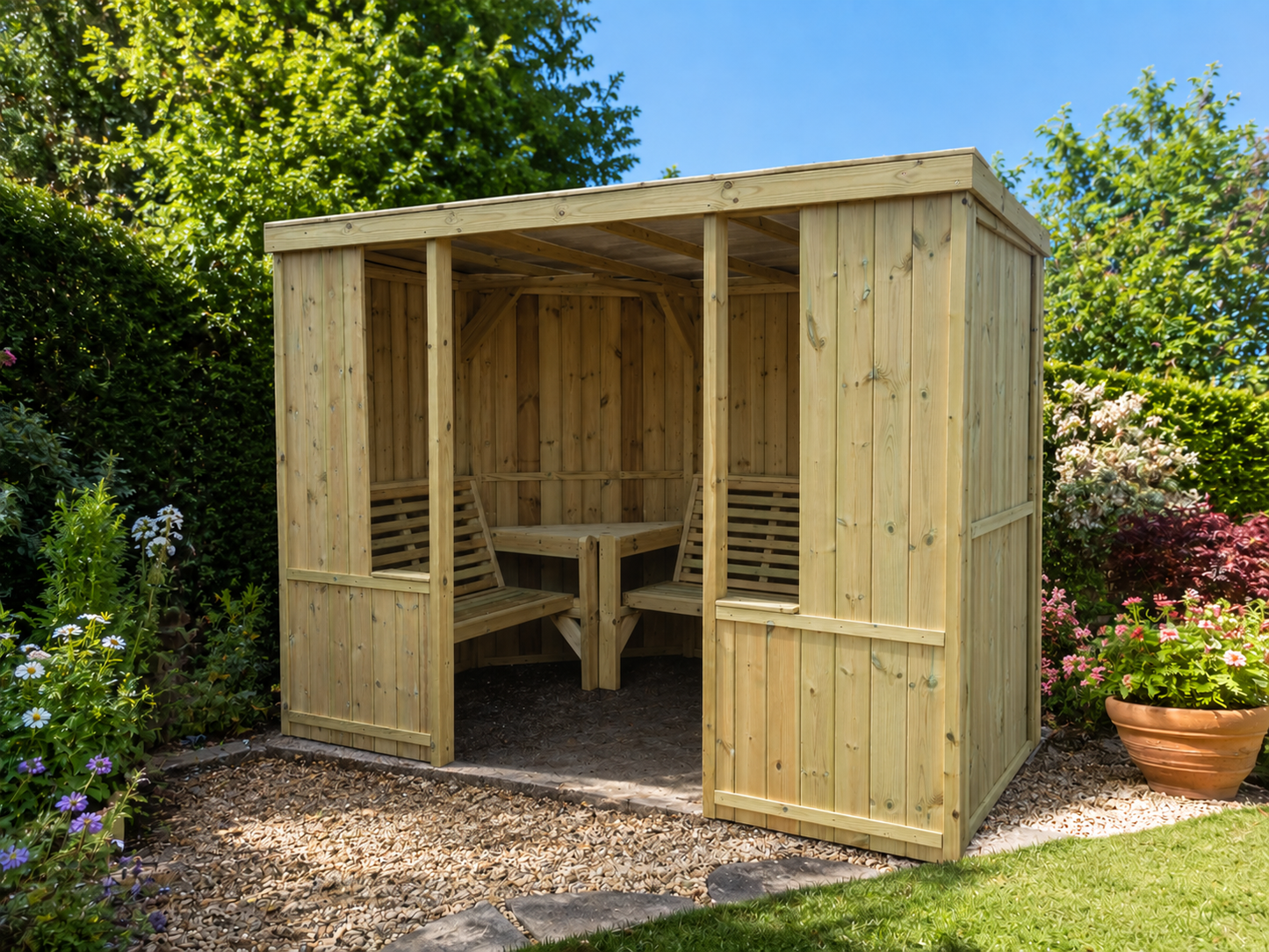 The Riviera Seated Pergola Enclosed 6 Seater