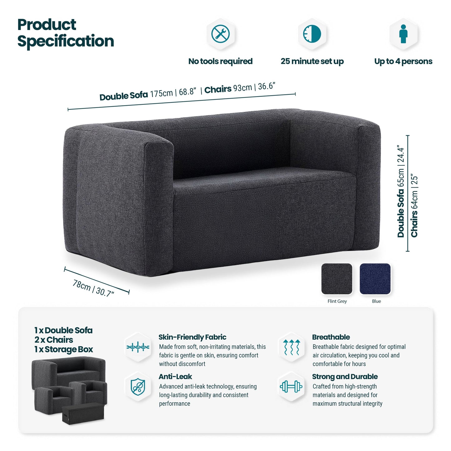 WaveGlobal Inflatable Furniture Set - Outdoor Living