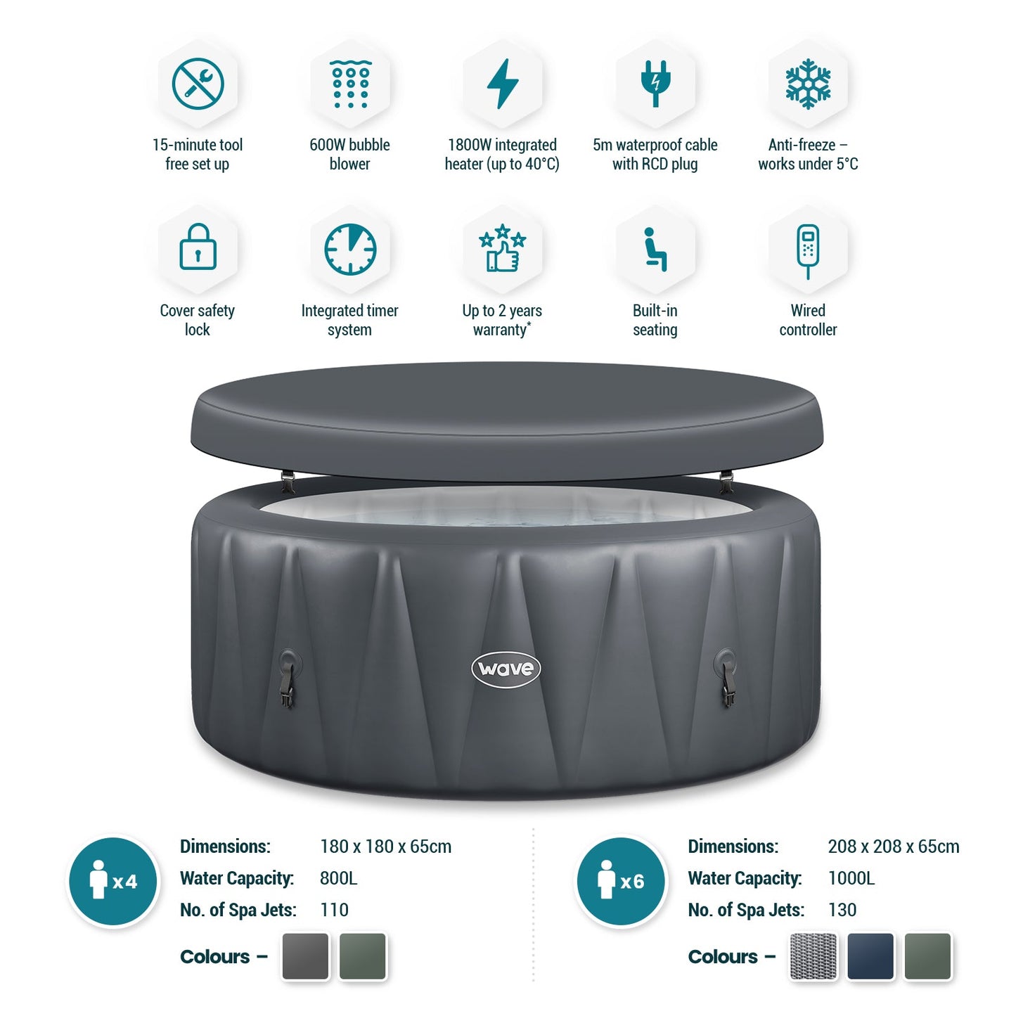 WaveSpa Atlantic Inflatable Hot Tub with Integrated Heater