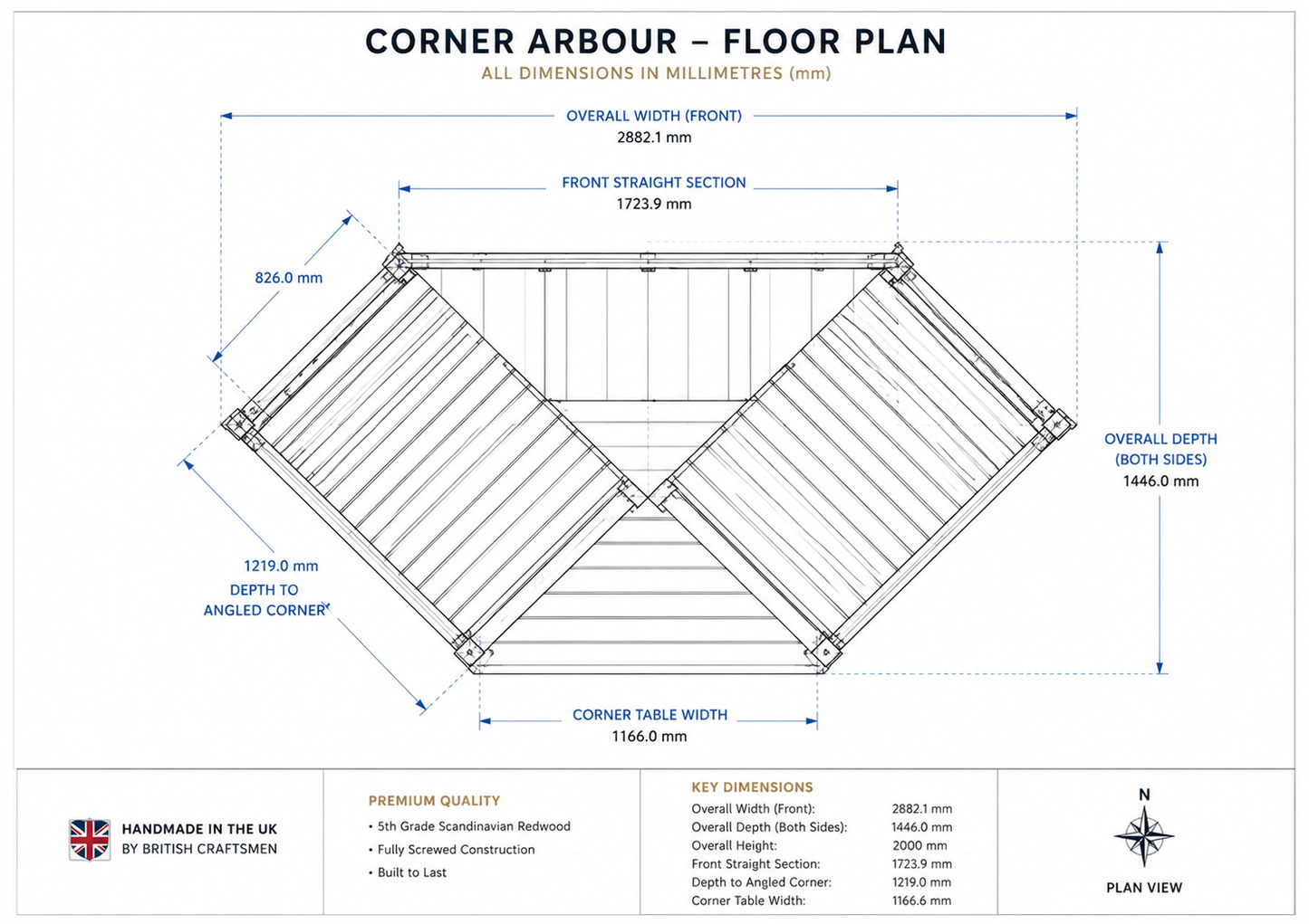 Clementine Heavy Duty Corner Arbour